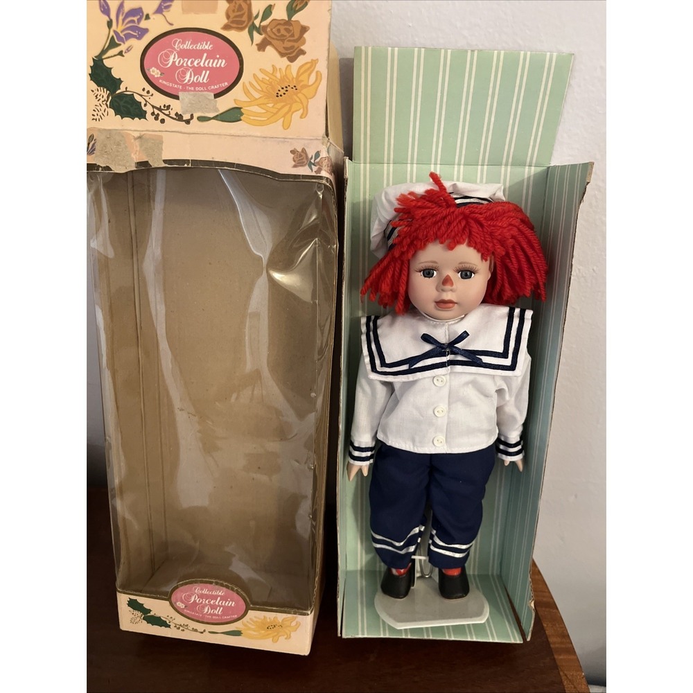 Raggedy Andy Kingstate Collectible Porcelain Doll - Picture 6 of 7